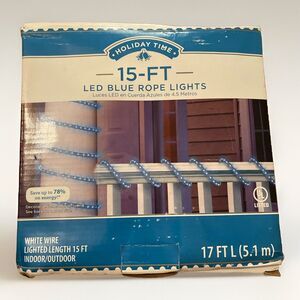 Holiday Time 15 FT Blue LED Rope Lights Holiday Decor Indoor/Outdoor TESTED